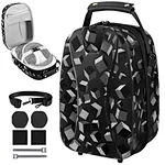 Organized Storage with PU Leather Handle , Durable Double Zippers Giving you convenient storage,Adjustable Shoulder Strap help you free your hands, Fashionable Black Geometry Patten, Compatible with Playstation Virtual Reality 2.